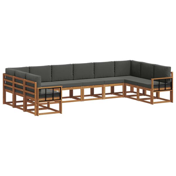 vidaXL Conjunto de Sof&aacute;s para Exterior 10 pcs Natural e Antracite
