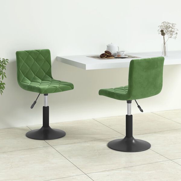 vidaXL Cadeiras de jantar giratorias 2 pcs veludo verde-escuro