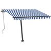 vidaXL Toldo retr&aacute;til manual com LED 350x250 cm azul e branco