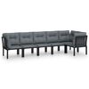vidaXL 6 pcs conjunto lounge de jardim vime PE preto e cinzento