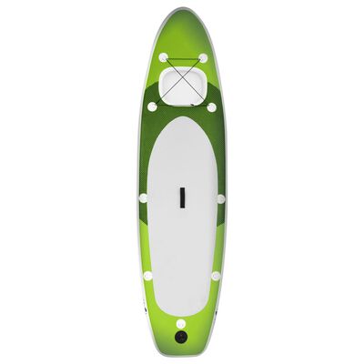 vidaXL Conjunto prancha de paddle SUP insuflável 300x76x10 cm verde