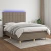 vidaXL Cama box spring colch&atilde;o/LED 140x190cm tecido cinza-acastanhado