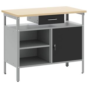 vidaXL Bancada de trabalho com gaveta Preto e Cinza 100 x 55 x 85 cm