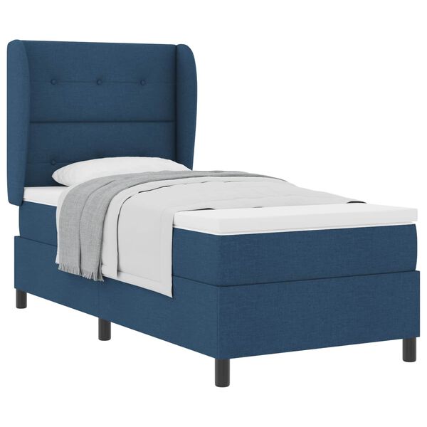 vidaXL Cama Box com colch&atilde;o com cabeceira Azul 80 x 200 cm tecido