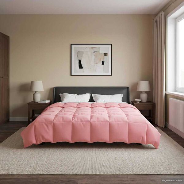vidaXL Duvet de Ano Inteiro Colchonete Rosa 220 x 240 cm Microfibra