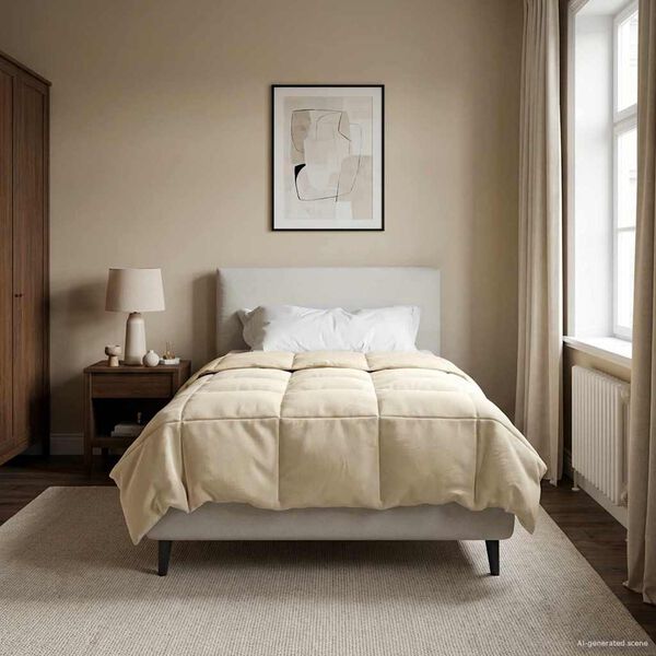 vidaXL Duvet de Ano Inteiro Colchonete Creme 155 x 220 cm Microfibra