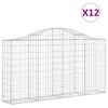 vidaXL Cestos gabi&atilde;o arqueados 12 pcs 200x30x100/120 ferro galvanizado