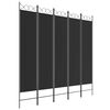 vidaXL Divis&oacute;ria/biombo com 5 pain&eacute;is 200x200 cm tecido preto