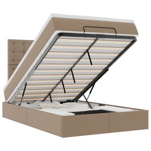 moldura de cama otomano vidaXL com colch&atilde;o Cappucino couro falso