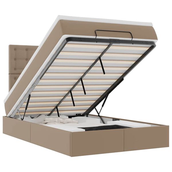 moldura de cama otomano vidaXL com colch&atilde;o Cappucino couro falso