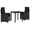 vidaXL Conjunto de Jantar para Jardim 3 unid. Preto vime PE