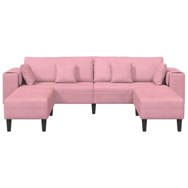 vidaXL Sof&aacute; com almofada 3 pcs Rosa Veludo