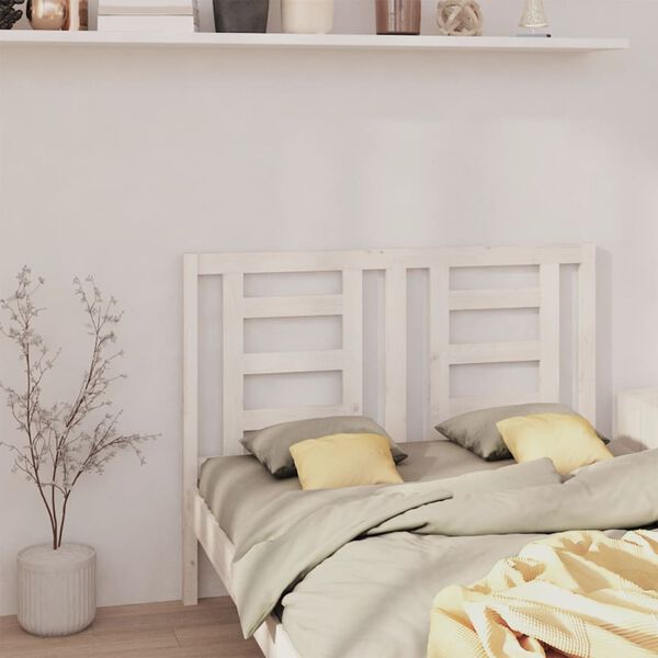 vidaXL Cabeceira de cama 141x4x100 cm pinho maci&ccedil;o branco