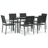 vidaXL 7 pcs conjunto de jantar p/ jardim vime PE e a&ccedil;o