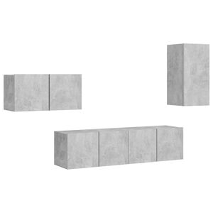 vidaXL 4 pcs conjunto de m&oacute;veis TV derivados madeira cinzento cimento