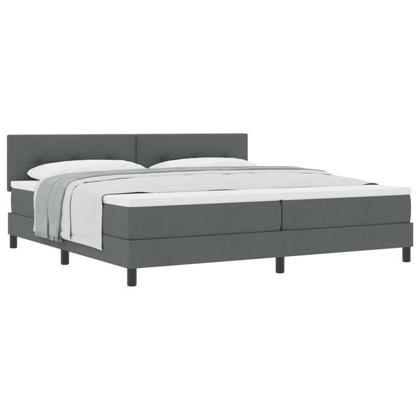 vidaXL Cama Box com colch&atilde;o Cinza Escuro 200 x 200 cm tecido