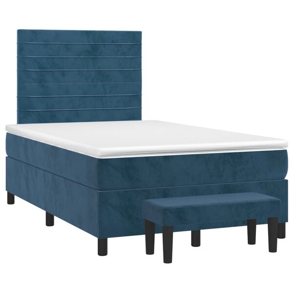 vidaXL Cama boxspring com colch&atilde;o 120x200 cm veludo azul-escuro