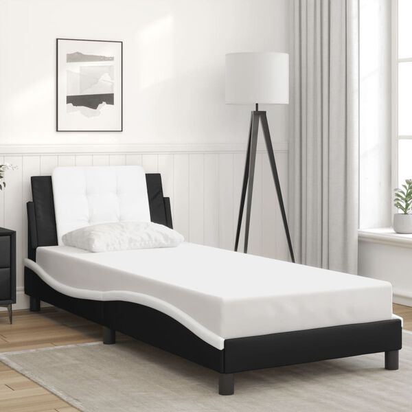vidaXL Estrutura de cama com LED sem colch&atilde;o Zadar 100x200cm preto/branco