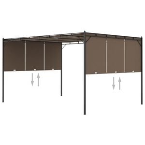 vidaXL Gazebo jardim c/ cortina lateral 4x3x2,25m cinzento-acastanhado