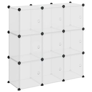 vidaXL Organizador de cubos de armazenamento com 9 cubos e portas em PP transparente