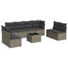 vidaXL 9 pcs conjunto sof&aacute;s p/ jardim com almofad&otilde;es vime PE cinzento