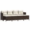 vidaXL 5 pcs conjunto sof&aacute;s p/ jardim c/ almofad&otilde;es vime PE castanho