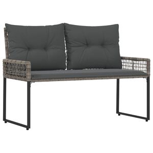vidaXL Banco de exterior Cinza 118 x 55 x 82 cm Rattan PE e Tecido