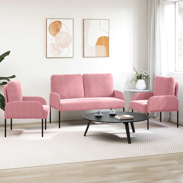 vidaXL Conjuntos de sof&aacute;s 3 pcs Rosa 115 x 56 x 80 cm Contraplacado