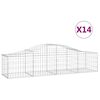 vidaXL Cestos gabi&atilde;o arqueados 14pcs 200x50x40/60 cm ferro galvanizado
