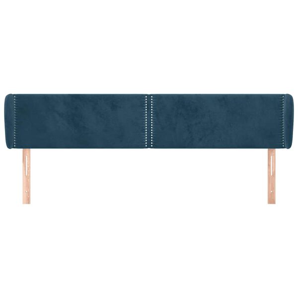 vidaXL Cabeceira de cama c/ abas veludo 203x23x78/88cm azul-escuro