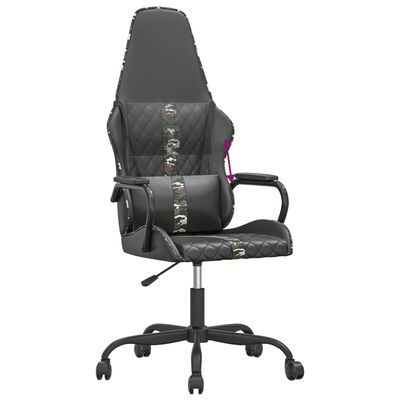vidaXL Cadeira gaming couro artificial preto e camuflado