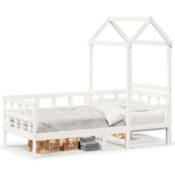 vidaXL Sofá-cama com telhado 80x200 cm madeira de pinho maciça branco