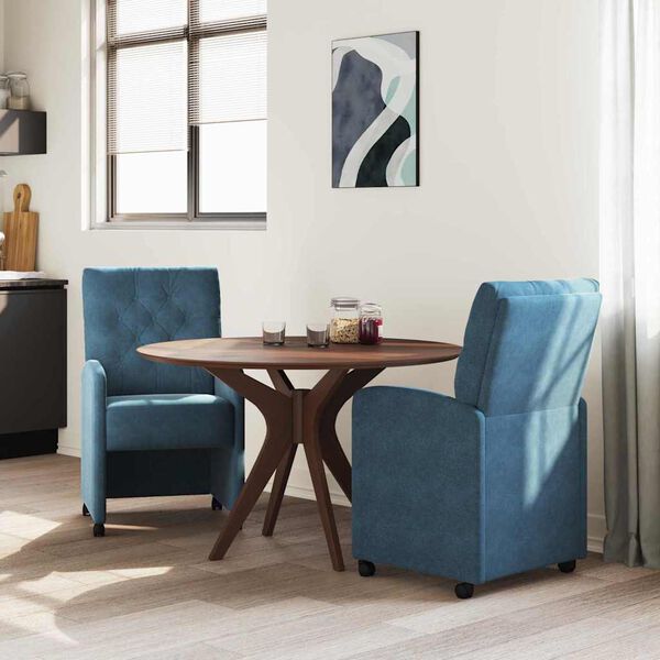 vidaXL Cadeiras de Jantar com Rodas 2 pcs Azul 58 x 67 x 97 cm Veludo
