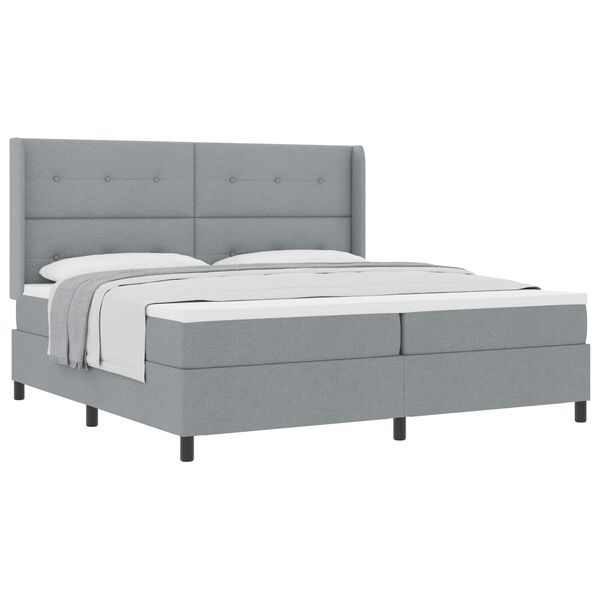 vidaXL Cama Box com colch&atilde;o Cinzento-claro 200 x 200 cm tecido
