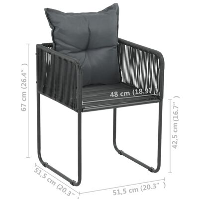 vidaXL Cadeiras de exterior 4 pcs c/ almofadões vime PE preto