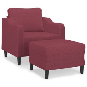 vidaXL Poltrona com apoio de p&eacute;s 60 cm tecido vermelho tinto