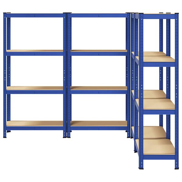 vidaXL Prateleiras de armazenamento de 4 camadas 4 pcs aço azul