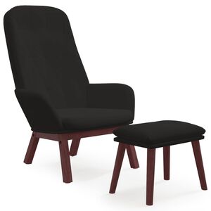 vidaXL Cadeira de descanso com banco p/ p&eacute;s veludo preto