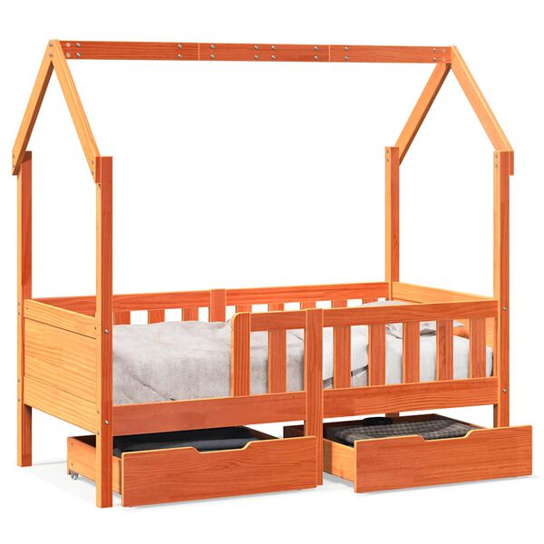 vidaXL Estrutura de cama infantil c/ gavetas 80x170 cm pinho maci&ccedil;o