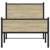 vidaXL Estrutura de cama sem colch&atilde;o 100x190 cm metal carvalho sonoma