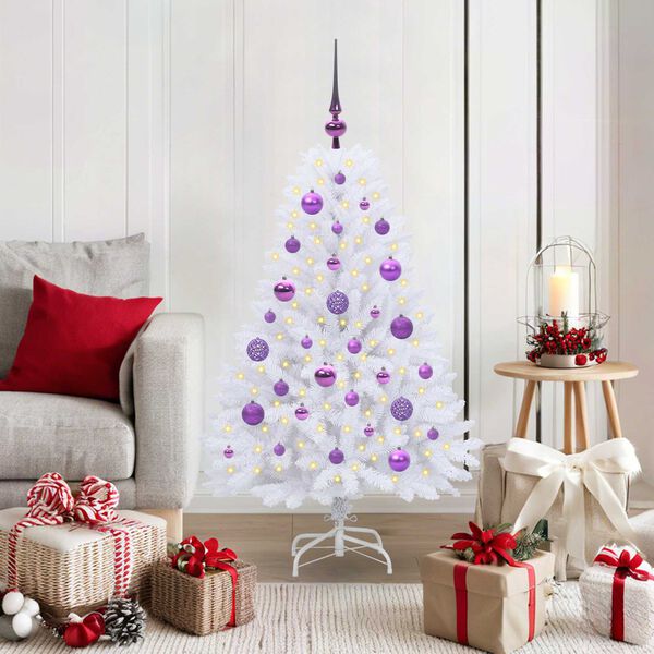 vidaXL &Aacute;rvore de Natal Articulada Artificial Branco 120 cm PVC e A&ccedil;o