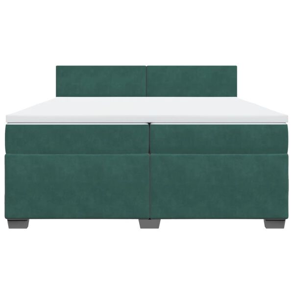 vidaXL Cama com molas/colch&atilde;o 200x200 cm veludo verde-escuro