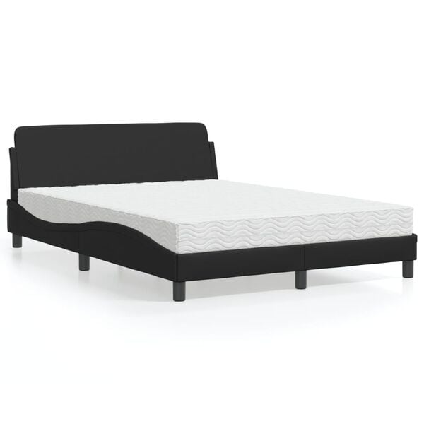 vidaXL Cama com colch&atilde;o Dover 140x190 cm couro artificial preto
