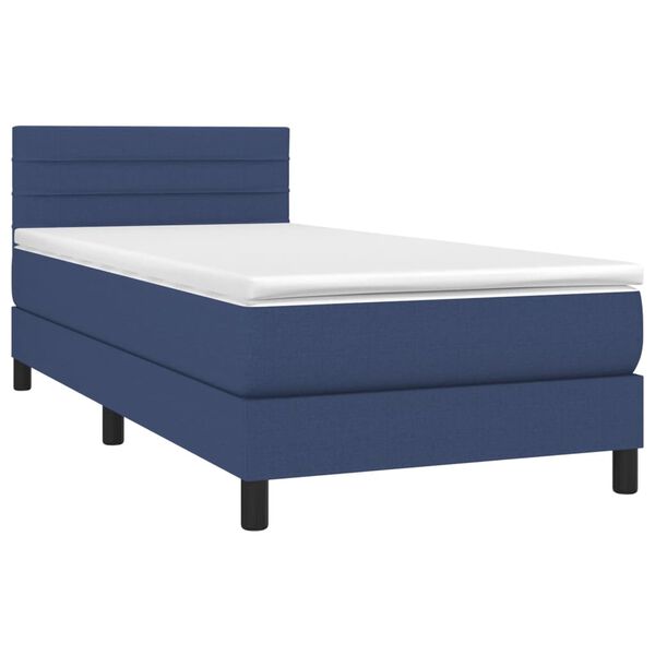 vidaXL Cama box spring c/ colch&atilde;o e LED 80x200 cm tecido azul