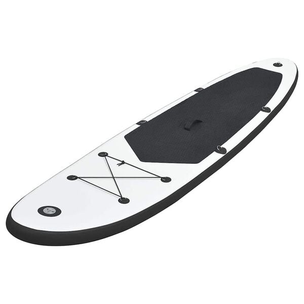 vidaXL Conjunto prancha de paddle SUP insufl&aacute;vel preto e branco