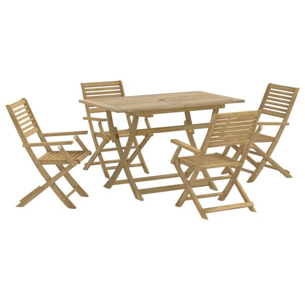 vidaXL Conjunto de jantar p/ jardim 5 pcs madeira de ac&aacute;cia maci&ccedil;a