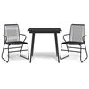 vidaXL 3 pcs conjunto de jantar para jardim vime PVC preto