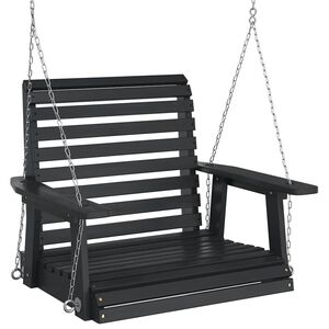 vidaXL Cadeira de baloi&ccedil;o com correntes de metal abeto maci&ccedil;o preto