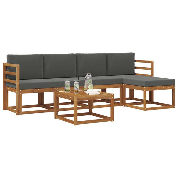 vidaXL Conjunto de Sof&aacute;s para Exterior 6 pcs Natural e Antracite