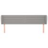 vidaXL Cabeceira de cama c/ abas tecido 203x23x78/88 cm cinzento-claro
